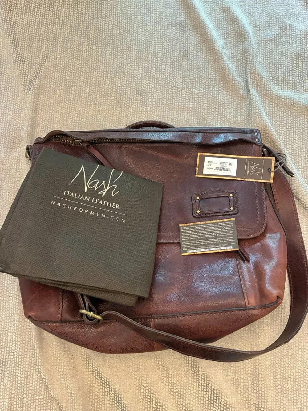 Patrica Nash, Nash for Men, Messenger Bag with tags, Italian Leather (reg $278)